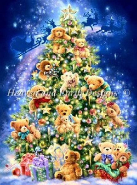 画像1: クロスステッチ図案[HAEDレギュラー]Teddy Bear Tree - Heaven and Earth Designs (1)