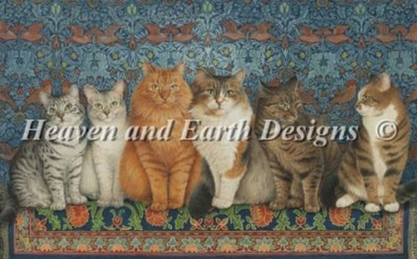 画像1: クロスステッチキットLineup Of Cats 25ct - HAED（Heaven and Earth Designs) キット (1)