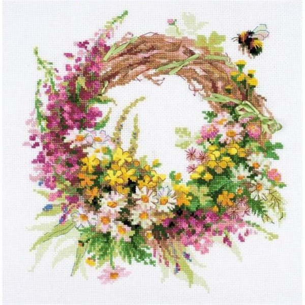 画像1: Riolis（リオリス） - Floral Compositions - Wreath with Fireweed クロスステッチ キット (1)