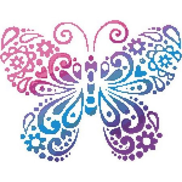 画像1: StitchX Craft Designs - Animals（Bugs & Butterflies） - Disco Butterfly クロスステッチ図案（チャート） (1)