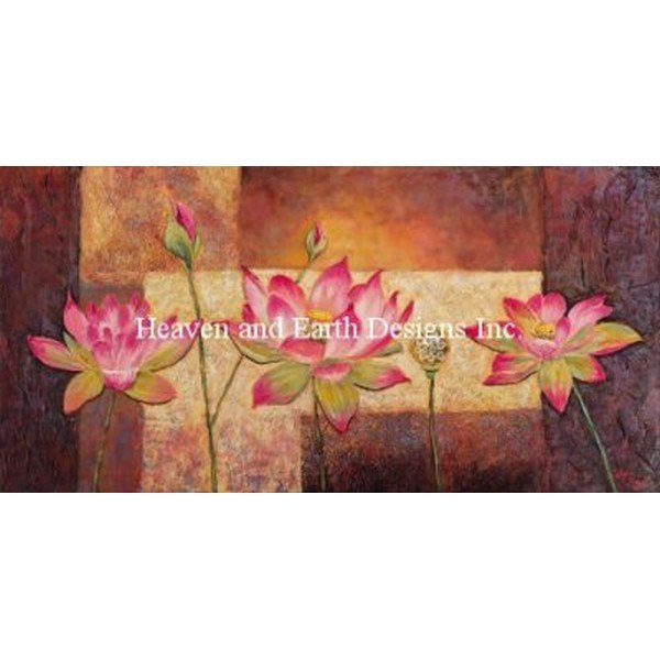 画像1: クロスステッチ キット Mini Lotus Flowers 25ct  - HAED(Heaven And Earth Designs)  (1)