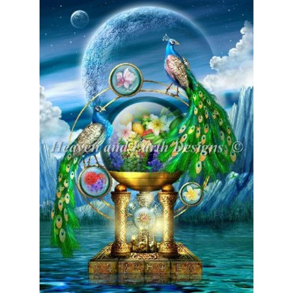 画像1: クロスステッチ キットMini Peacock Lagoon 25ct - HAED(Heaven And Earth Designs) -   (1)