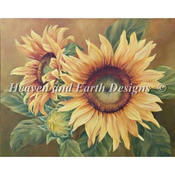 画像1: クロスステッチ キットSunflowers 25ct - HAED(Heaven And Earth Designs)   (1)