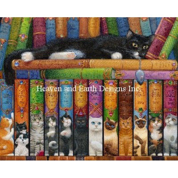 画像1: クロスステッチHAED(Heaven and Earth Designs)図案（チャート） - Randal Spangler - Cat Double Shelf (1)