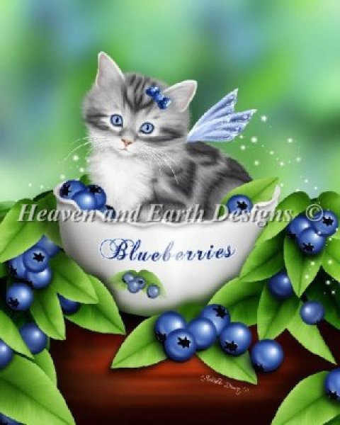画像1: HAED(Heaven and Earth Designs)図案（チャート） - MMelissa Dawn - Mini Blueberry Kitten (1)