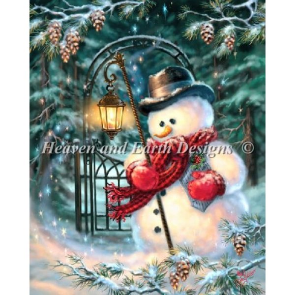 画像1: クロスステッチ キットThe Enchanted Christmas Snowman 25ct- HAED(Heaven And Earth Designs)  (1)