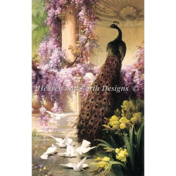 画像1: クロスステッチ キットHAED(Heaven And Earth Designs) - Mini A Peacock In A Garden 25ct (1)