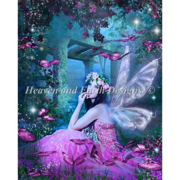 画像1: HAED(Heaven And Earth Designs) -  Butterfly Pink 25ctクロスステッチ キット (1)