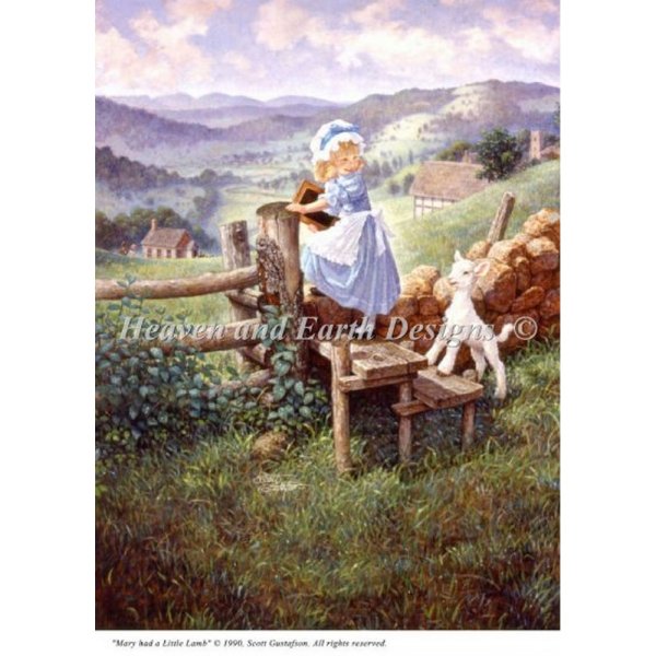 画像1: クロスステッチ キットMini Mary Had A Little Lamb 25ct -HAED(Heaven And Earth Designs)  (1)