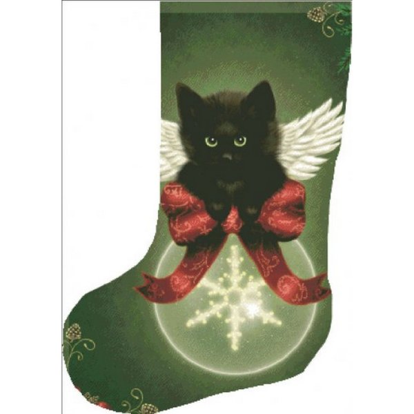画像1: クロスステッチHAED(Heaven and Earth Designs)図案（チャート） - Stocking Merry Little Christmas Cat (1)