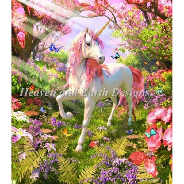画像1: クロスステッチ図案[HAEDミニ]Mini Unicorn Spring - Heaven and Earth Designs (1)