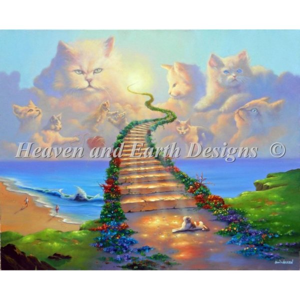 画像1: HAED(Heaven and Earth Designs)クロスステッチ図案（チャート）-Mini All Cats Go To Heaven (1)