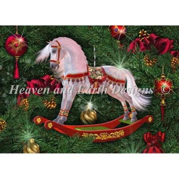 画像1: クロスステッチ図案（チャート）HAED - Mini Christmas Rocking Horse (1)