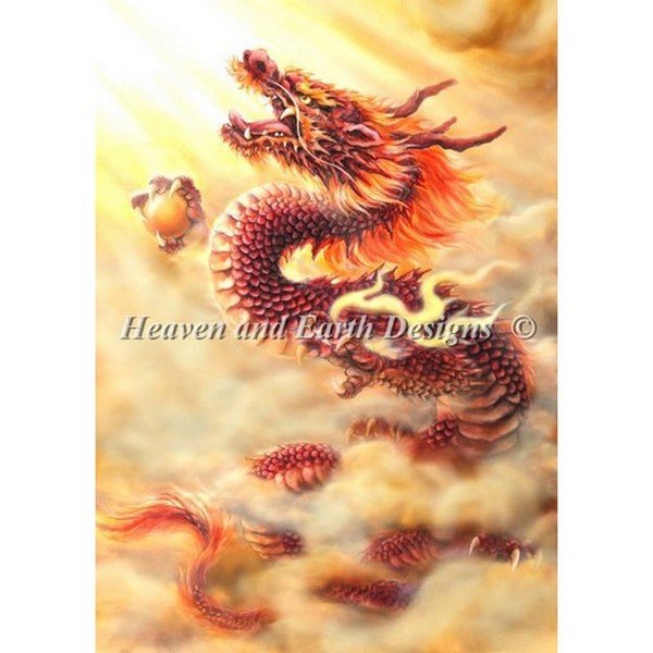 画像1: クロスステッチ キットRed Dragon  25ct - HAED(Heaven and Earth Designs) (1)
