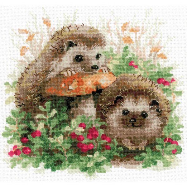 画像1: Riolis（リオリス） - Hedgehogs In Lingonberries ハリネズミ クロスステッチ キット (1)