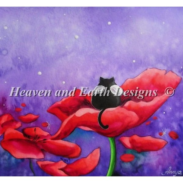 画像1: クロスステッチ図案Little Angel in Field of Poppies-HAED(Heaven and Earth Designs) (1)