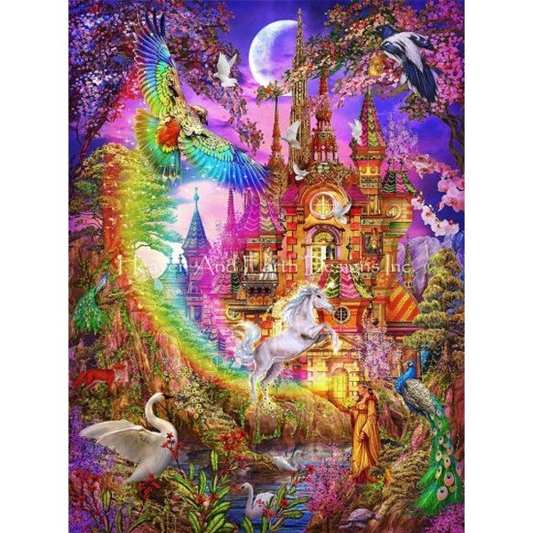 画像1: クロスステッチキット[HAEDレギュラー] Rainbow Castle 25ct - Heaven and Earth Designs  (1)