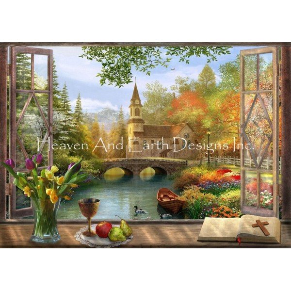 画像1: クロスステッチ キット[HAEDレギュラー]Autumn Church Frame 25ct -Heaven and Earth Designs (1)