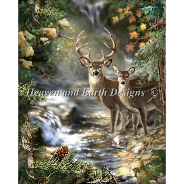 画像1: クロスステッチ図案Mini Deer Creek-HAED(Heaven and Earth Designs) (1)