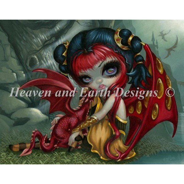 画像1: クロスステッチ図案 Amber Dragonling HAED(Heaven and Earth Designs) (1)