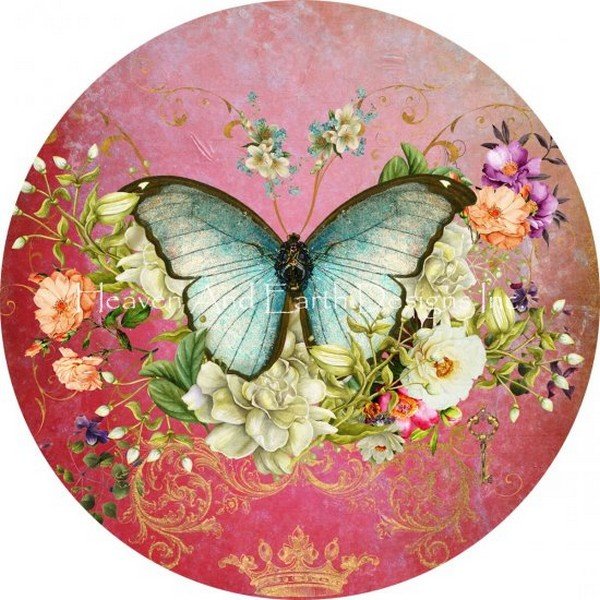 画像1: クロスステッチ キット[HAED OM] Ornament Butterfly Port Mauve 25ct-Heaven And Earth Designs  (1)