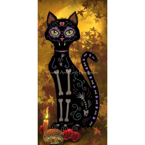 クロスステッチ図案 Autumn Day Of The Dead Cat Haed Heaven And Earth Designs