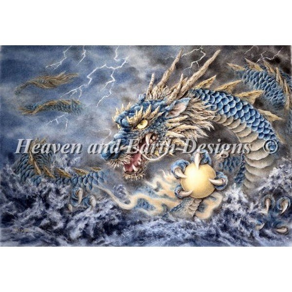 画像1: クロスステッチ キットBlue Dragon 25ct -HAED(Heaven and Earth Designs) (1)