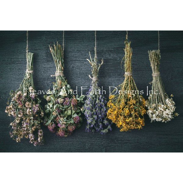 画像1: クロスステッチ キット[HAEDレギュラー]Hanging Bunches Of Medicinal Herb 25ct -Heaven and Earth Designs (1)