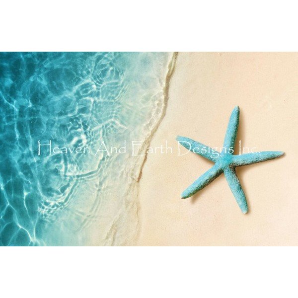 画像1: クロスステッチキット[HAEDミニ] Mini Starfish On The Sand Beach 18ct - Heaven and Earth Designs  (1)