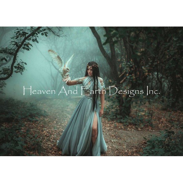 画像1: クロスステッチ図案Mysterious Sorceress With A Bird- HAED(Heaven and Earth Designs) (1)