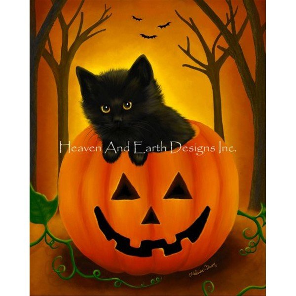 画像1: クロスステッチ図案Mini Halloween Kitten-HAED(Heaven and Earth Designs) (1)