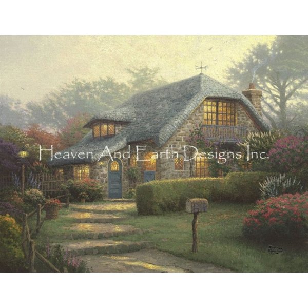 画像1: クロスステッチキット[HAEDレギュラー] Lilac Cottage 25ct - HAED(Heaven and Earth Designs) (1)