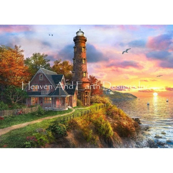 画像1: クロスステッチ図案[HAEDレギュラー]Sunset Lighthouse- HAED(Heaven and Earth Designs) (1)
