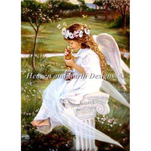画像1: クロスステッチ図案[HAEDレギュラー]Angel and Kitten- Heaven and Earth Designs (1)