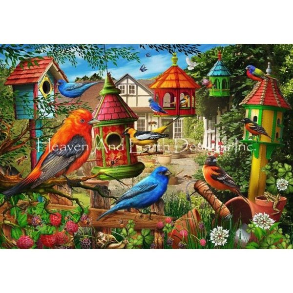 画像1: クロスステッチ キット[HAED ミニ]Mini Bird House Gardens 18ct-Heaven and Earth Designs (1)
