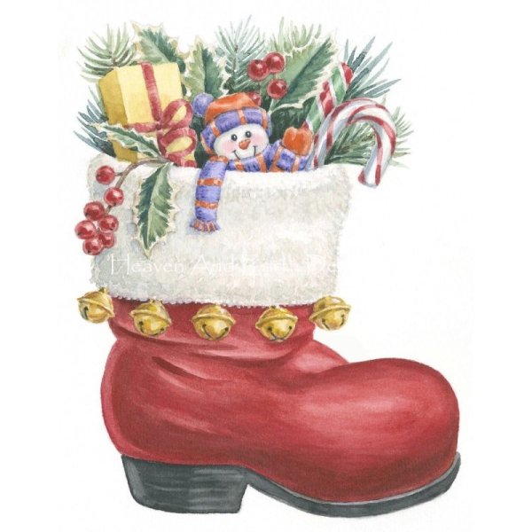 画像1: クロスステッチ 図案[HAEDレギュラー] Christmas Boot - Heaven And Earth Designs (1)