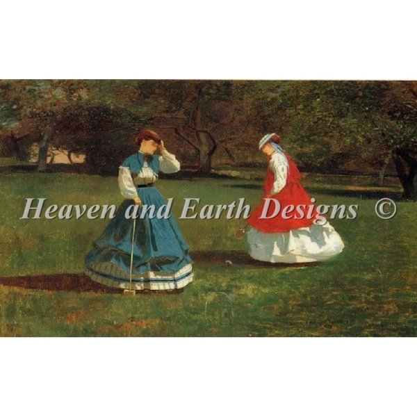画像1: クロスステッチ キット[HAED レギュラー] A Game of Croquet  図案＋25ct刺繍布 （糸なし） - Heaven And Earth Designs (1)