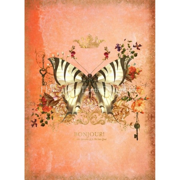 画像1: クロスステッチ キット[HAED レギュラー] Butterfly  Port  Peach 図案＋糸 （布なし） - Heaven And Earth Designs (1)