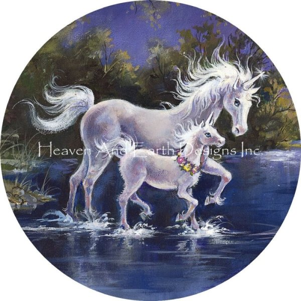 画像1: クロスステッチ図案-Ornament Fairyland Unicorns Play-Heaven and Earth Designs(HAED) (1)