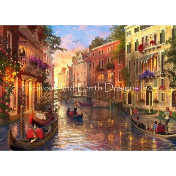 画像1: クロスステッチ キット[HAEDミニ]Mini Sunset In Venice 25ct布＋刺繍糸 （図案なし）- Heaven and Earth Designs (1)