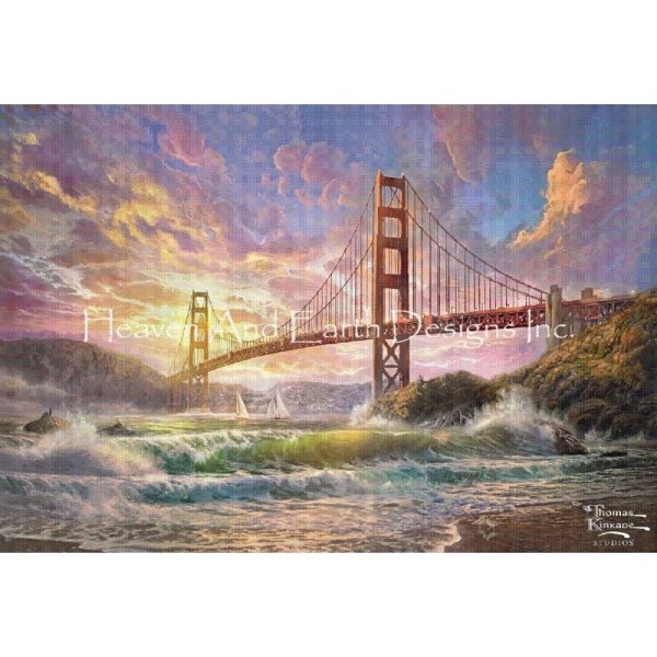 画像1: クロスステッチ キット[HAEDレギュラー] Sunset on Golden Gate Bridge 25ct -Heaven and Earth Designs (1)