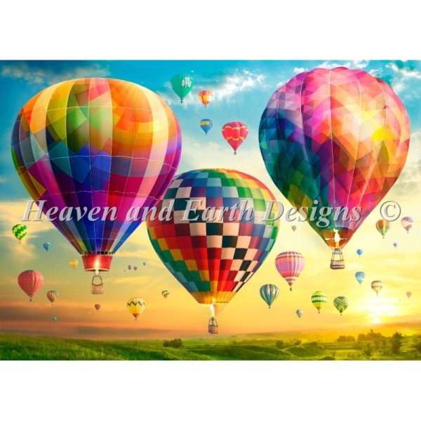 画像1: クロスステッチ キット[HAEDレギュラー] Hot Air Balloon Sunrise 25ct -Heaven and Earth Designs (1)