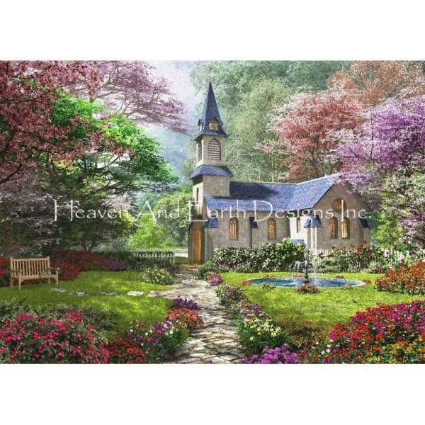 画像1: クロスステッチ キット[HAEDミニ]Mini The Country Church 25ct -Heaven and Earth Designs (1)