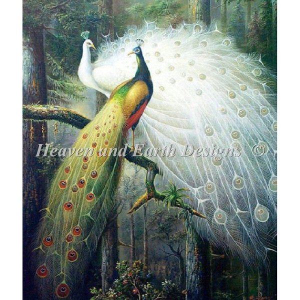 画像1: クロスステッチ キット[HAEDマックスカラー]Forest Peacocks Max Colors 28ct布＋刺繍糸 （図案なし）-Heaven and Earth Designs (1)
