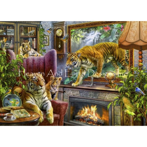 画像1: クロスステッチ キット[HAEDマックスカラー]Tigers Coming To Life Max Colors 25ct布＋刺繍糸 （図案なし）-Heaven and Earth Designs (1)
