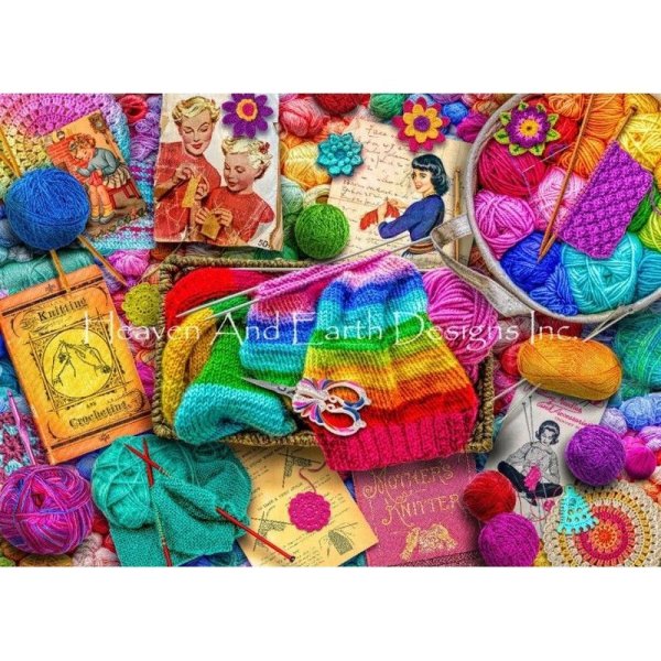 画像1: クロスステッチ キット[HAEDレギュラー]Vintage Knitting and Crochet- 25ct -Heaven and Earth Designs (1)