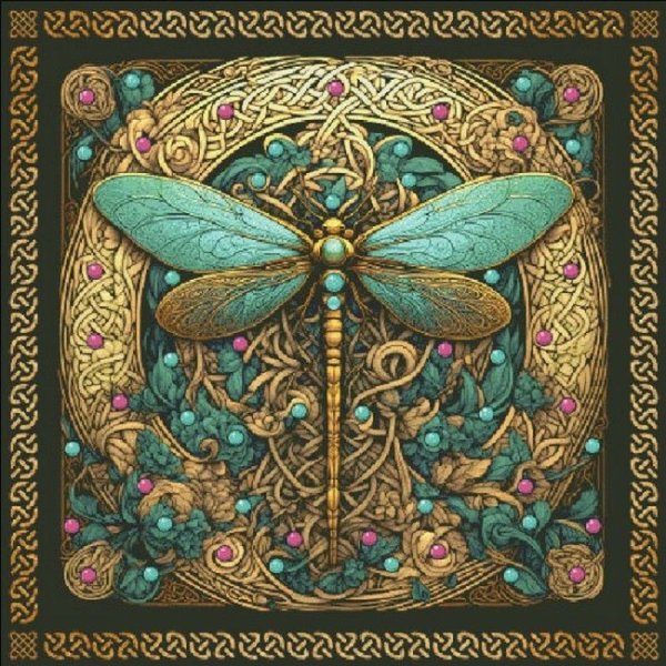 画像1: クロスステッチ キット[HAEDレギュラー]The Celtic Dragonfly- 25ct -Heaven and Earth Designs (1)