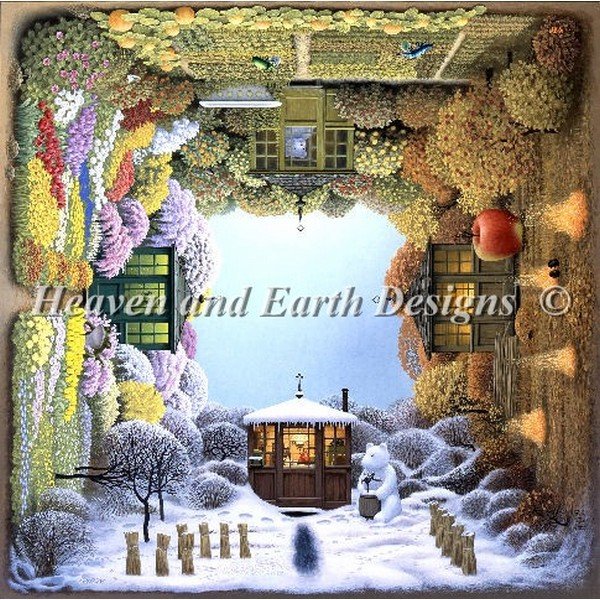 画像1: クロスステッチ キット[HAEDレギュラー]Four Seasons 図案+25ct布（糸なし） - Heaven and Earth Designs (1)