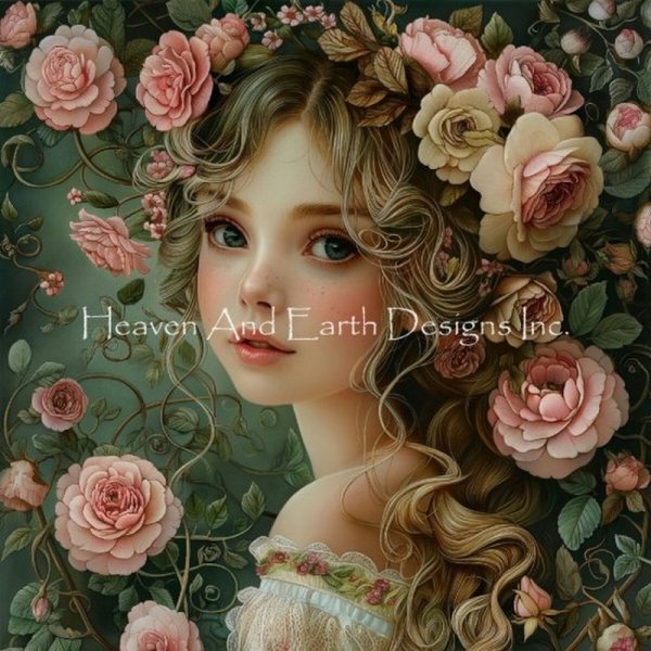 画像1: クロスステッチ キット[HAEDレギュラー]Flower Girl MMS 図案+25ct布（糸なし） - Heaven and Earth Designs (1)