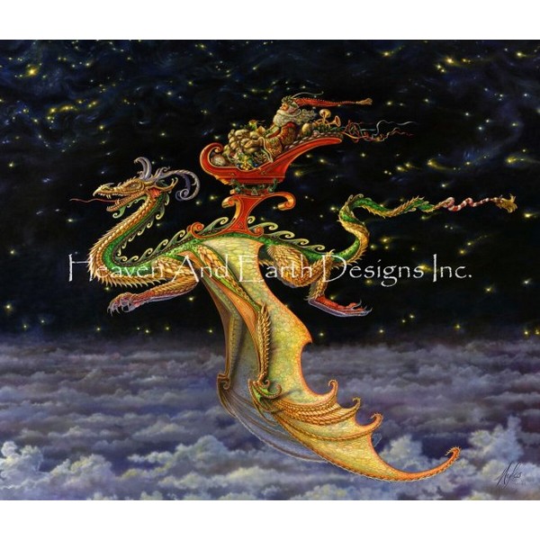 クロスステッチ図案Mini Saint Nicholas Dragon Sleigher-HAED(Heaven and Earth Designs)